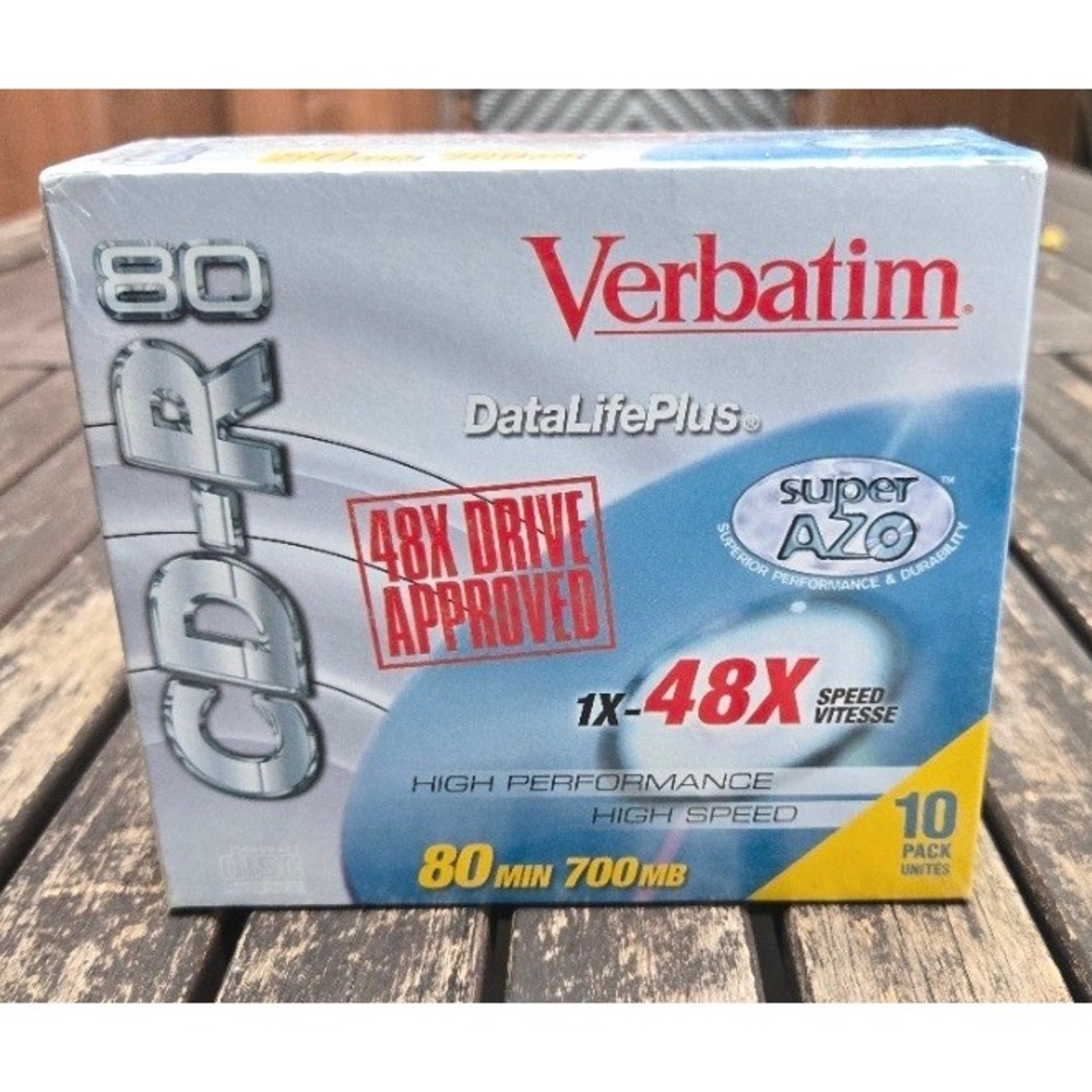 Verbatim DataLifePlus CD-R 80 Super AZO 700MB 48x 10 Pack Sealed Box